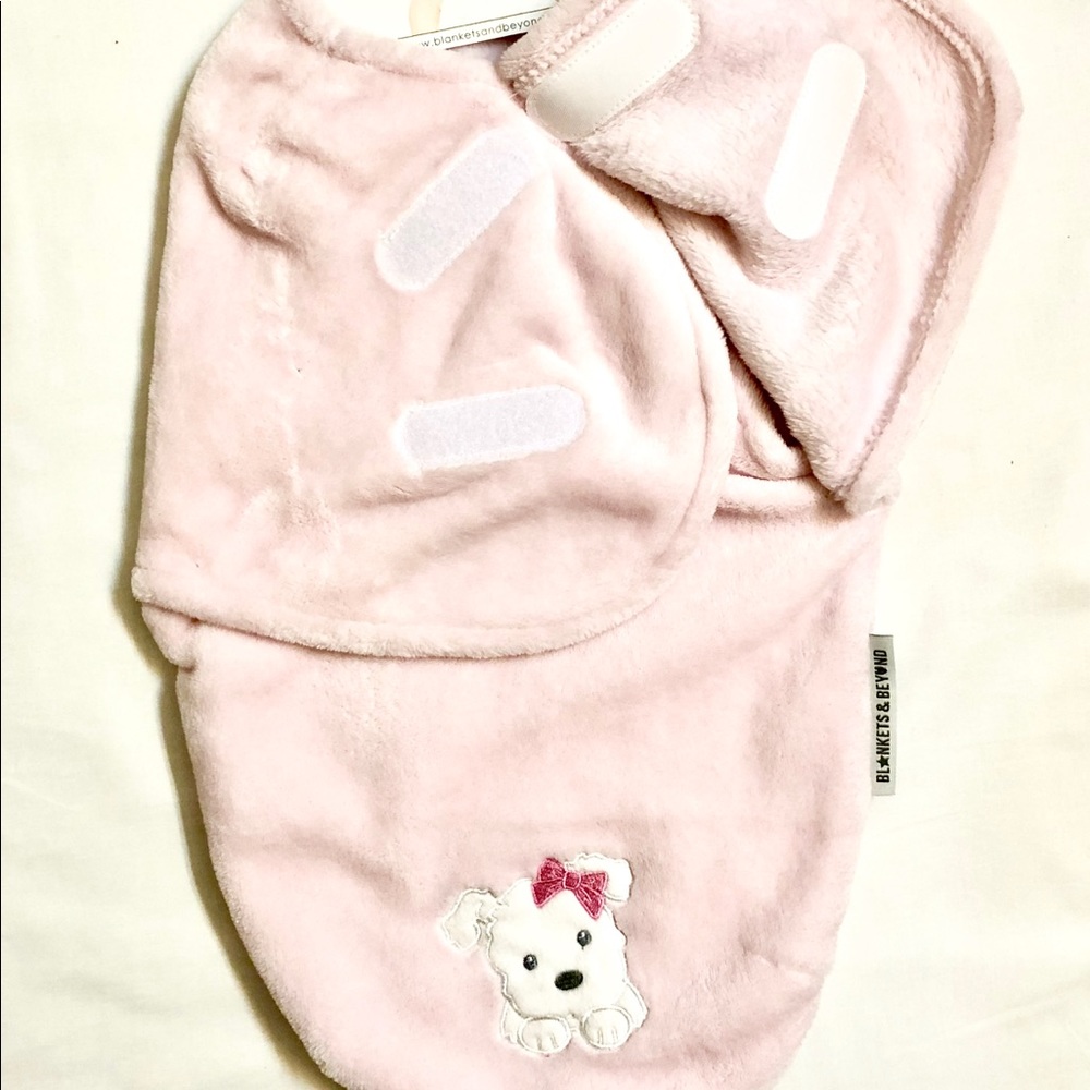 Pink  Baby Swaddle Bag with Puppy Print